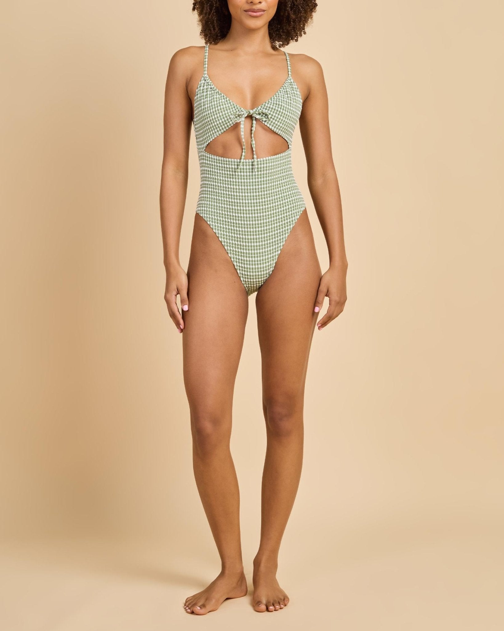 LOLA CHECK CUT OUT ONE PIECE - Rhythm0725SW-OP03-GREEN-06