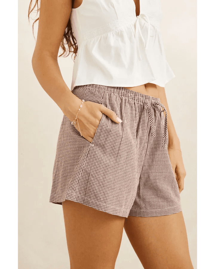 LONDON CHECK BEACH SHORT -Rhythm0726W-OS04-CHOCOLATE-6