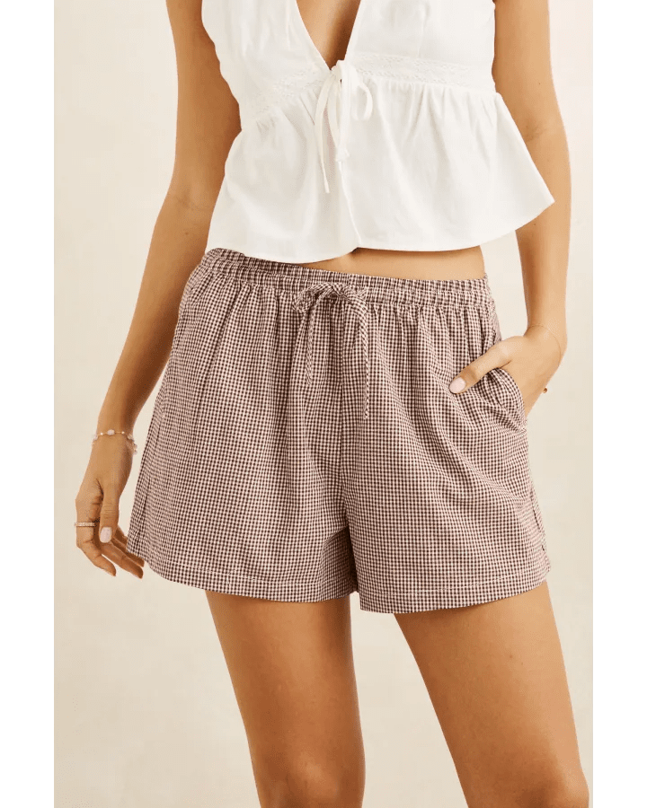 LONDON CHECK BEACH SHORT -Rhythm0726W-OS04-CHOCOLATE-6