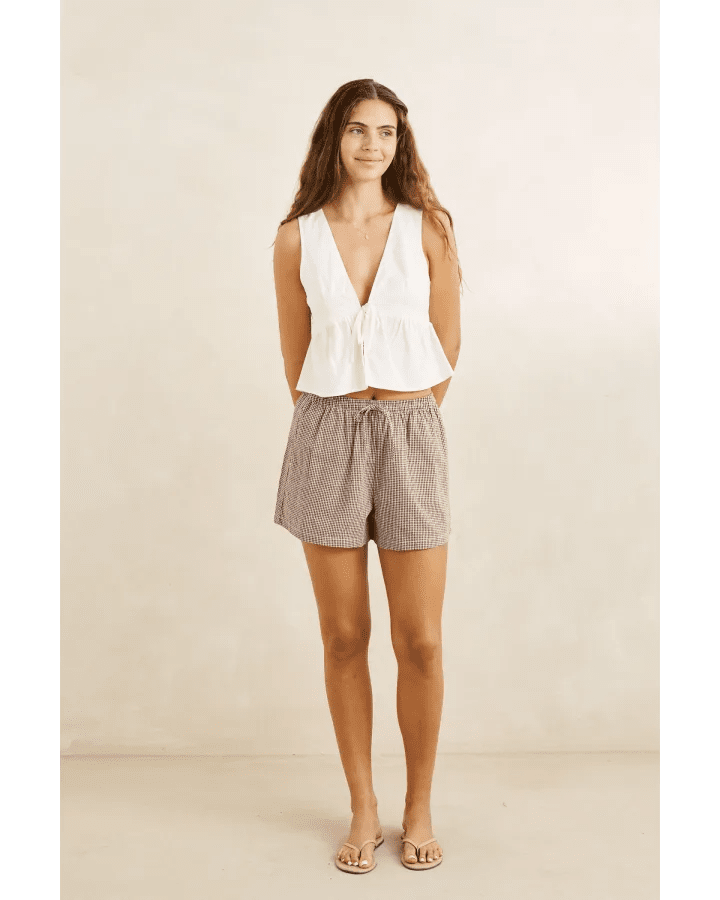 LONDON CHECK BEACH SHORT -Rhythm0726W-OS04-CHOCOLATE-6