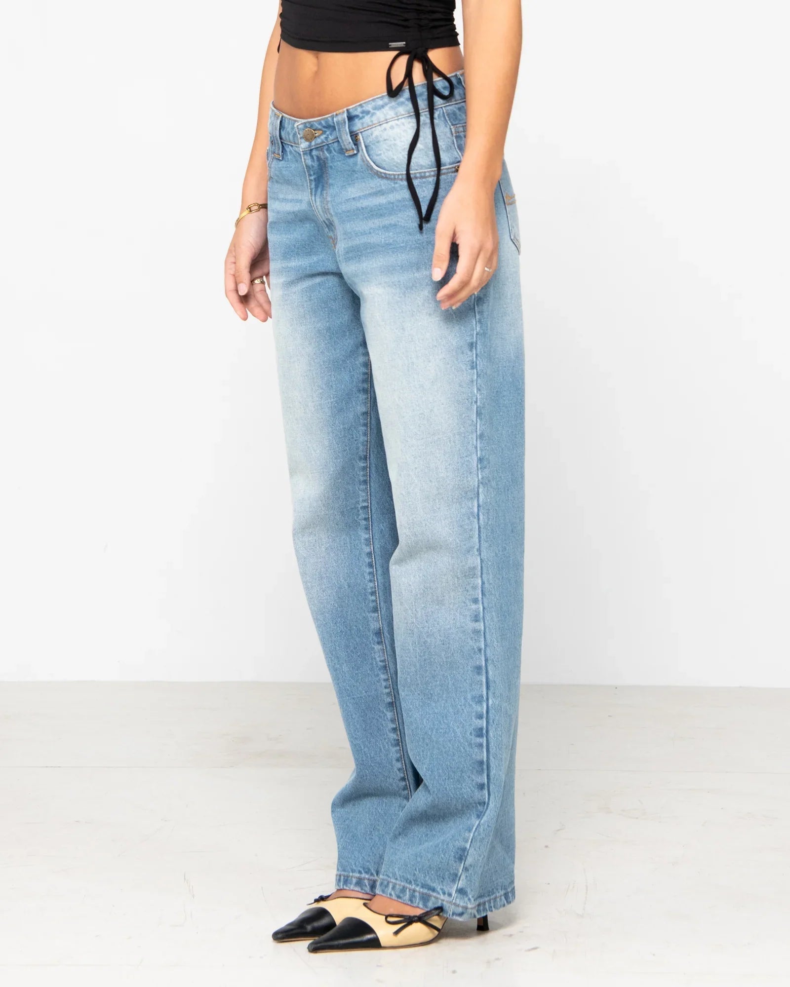 Low Rise Straight Leg Denim Jean - Rustypal1404 - bdb - Blasted Middy Blue - 10