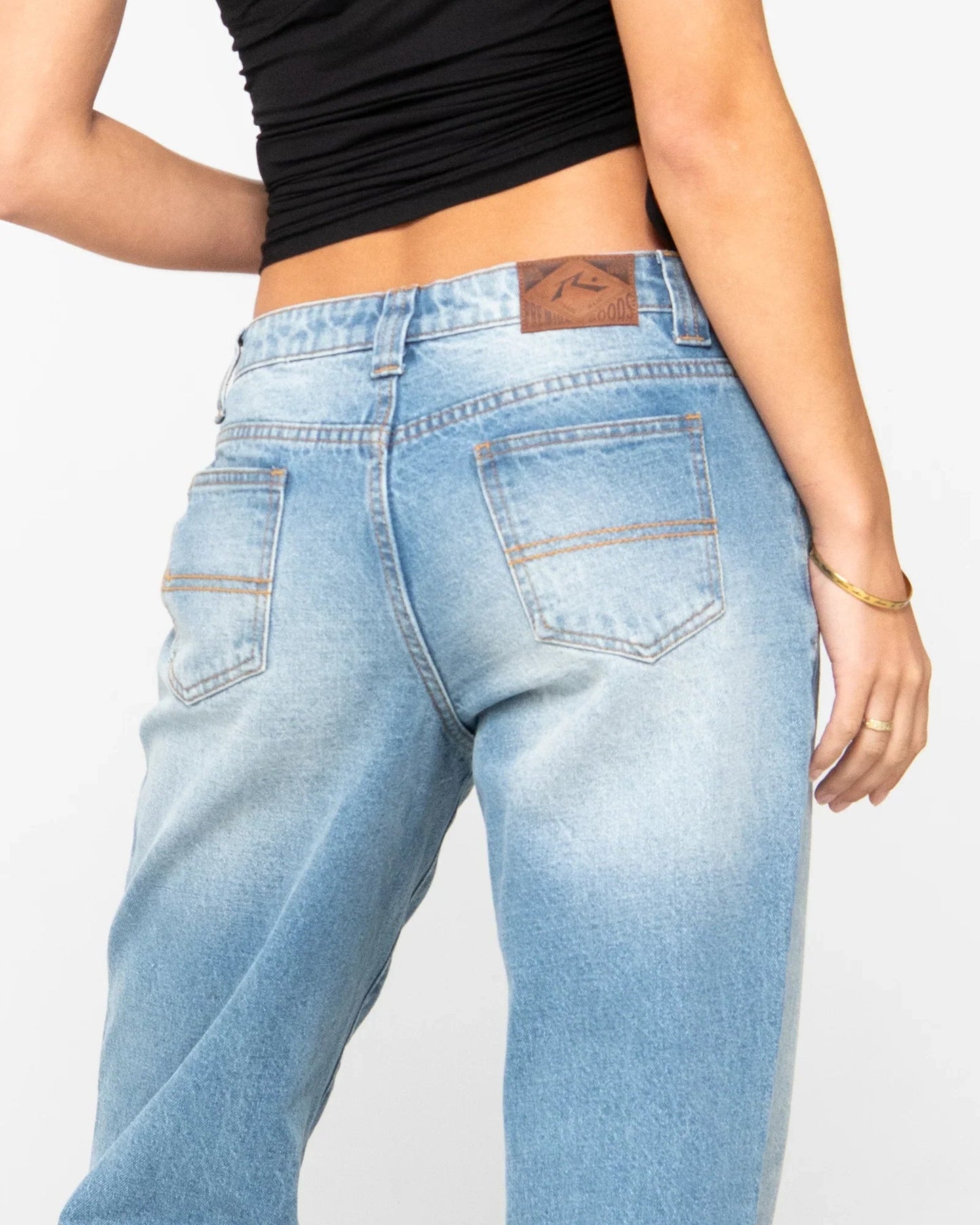 Low Rise Straight Leg Denim Jean - Rustypal1404 - bdb - Blasted Middy Blue - 10