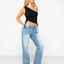Low Rise Straight Leg Denim Jean - Rustypal1404 - bdb - Blasted Middy Blue - 10