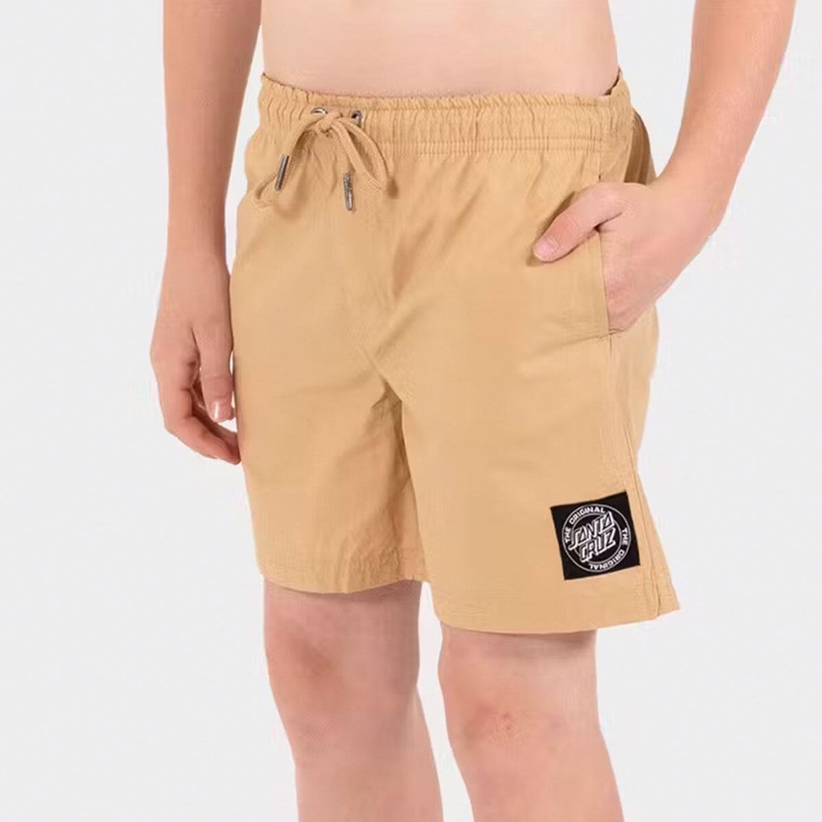 Mfg Cruzier Solid Short Elastic Waist Beach Short - Santa Cruzsb123 - sh03 - Tan - 10