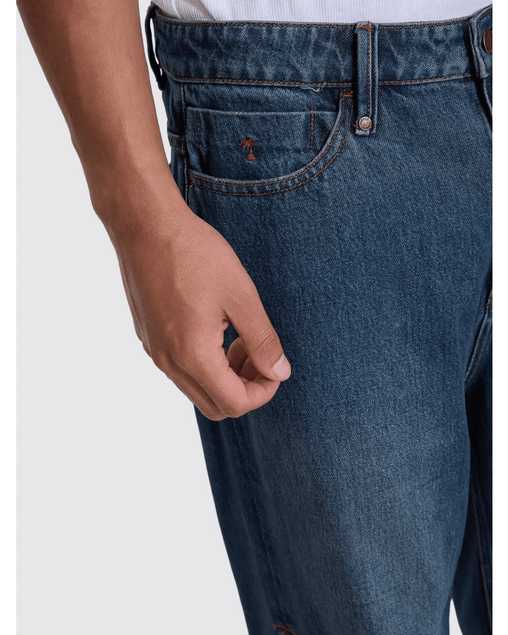Mid Slacker Relaxed Long Denim Jean - ThrillsTDP-437ET-Teal Blue-28