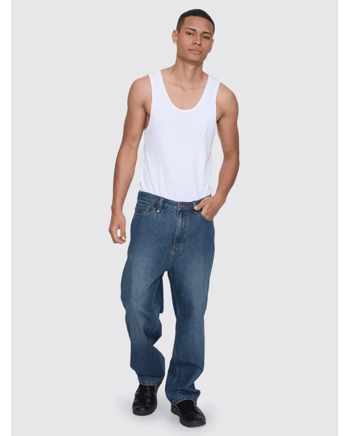 Mid Slacker Relaxed Long Denim Jean - ThrillsTDP-437ET-Teal Blue-28