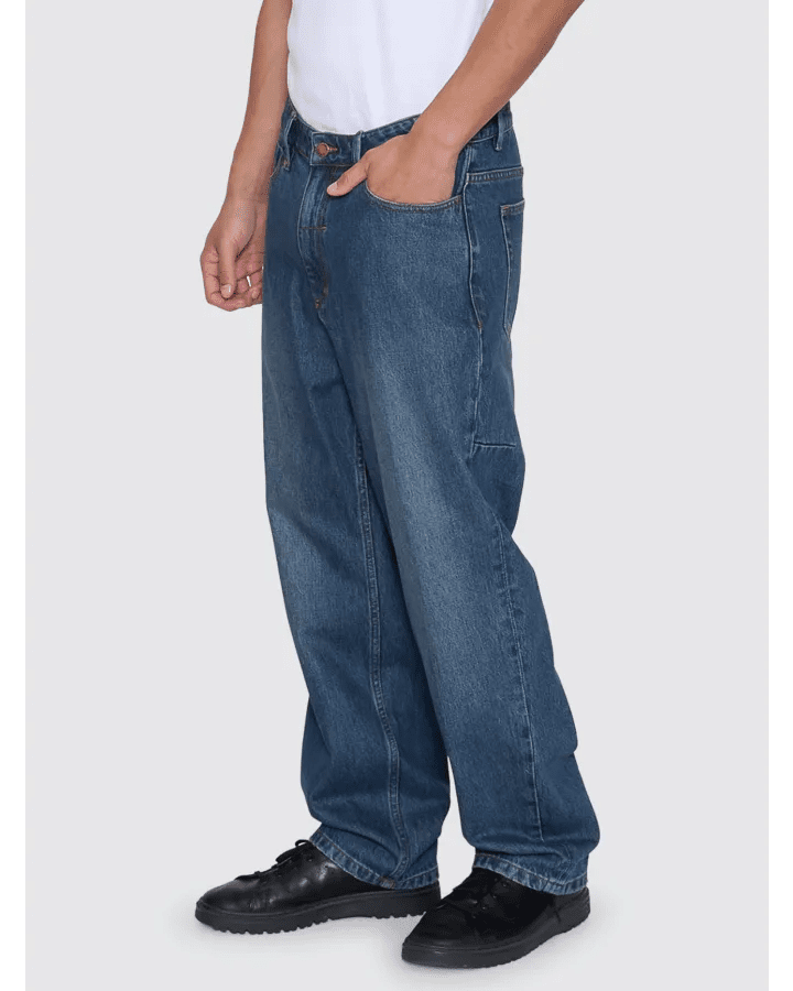 Mid Slacker Relaxed Long Denim Jean - ThrillsTDP-437ET-Teal Blue-28