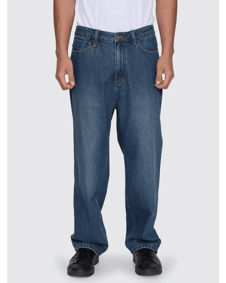 Mid Slacker Relaxed Long Denim Jean - ThrillsTDP-437ET-Teal Blue-28