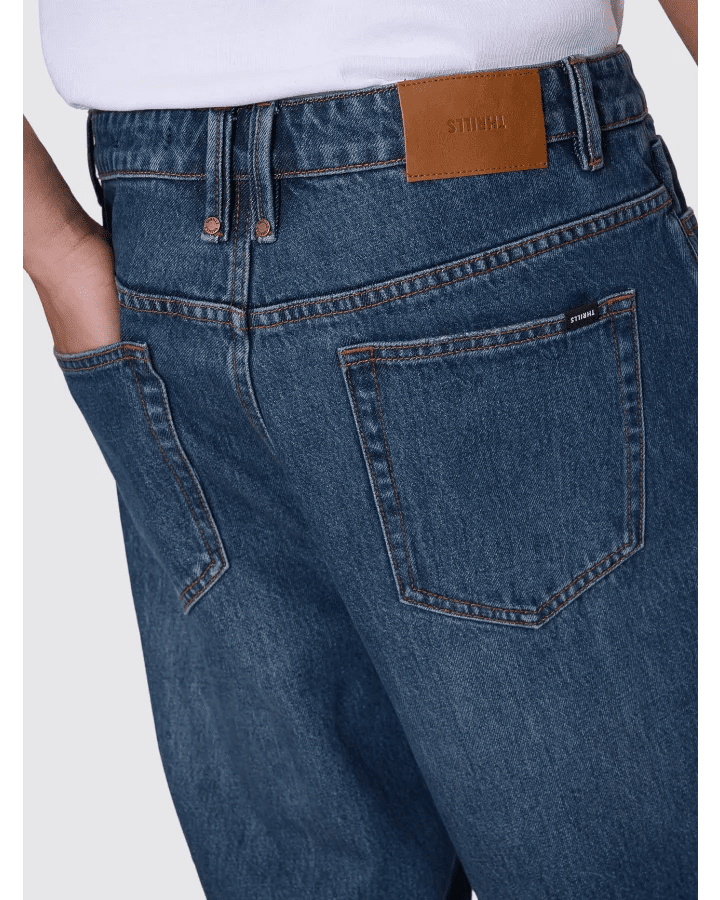 Mid Slacker Relaxed Long Denim Jean - ThrillsTDP-437ET-Teal Blue-28