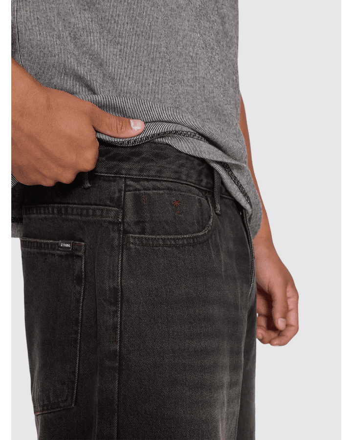 Mid Slacker Relaxed Long Denim Short -ThrillsTDP-328BL-Licorice-28
