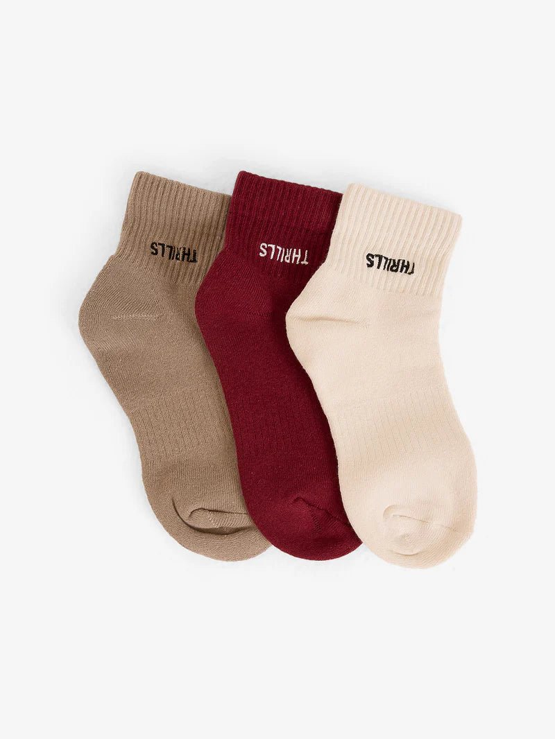 Minimal Thrills 3 Pk Sock String - ThrillsWTA25 - 1015CHA - Heritage White - 1SZ
