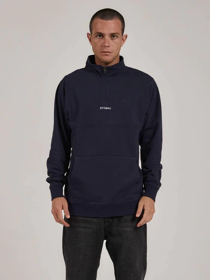 Minimal Thrills Quarter Zip Fleece - Thrillsth23 - 225e - Station Navy - L