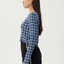 Mountains - Hemp Seersucker Long Sleeve Top - AfendsW262110- Navy Red Check-S