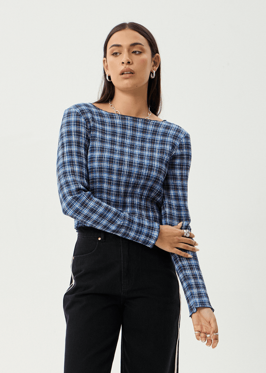 Mountains - Hemp Seersucker Long Sleeve Top