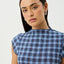 Mountains - Hemp Seersucker Midi Dress - AfendsW262811-NAVY RED CHECK-XS