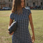 Mountains - Hemp Seersucker Midi Dress - AfendsW262811-NAVY RED CHECK-XS