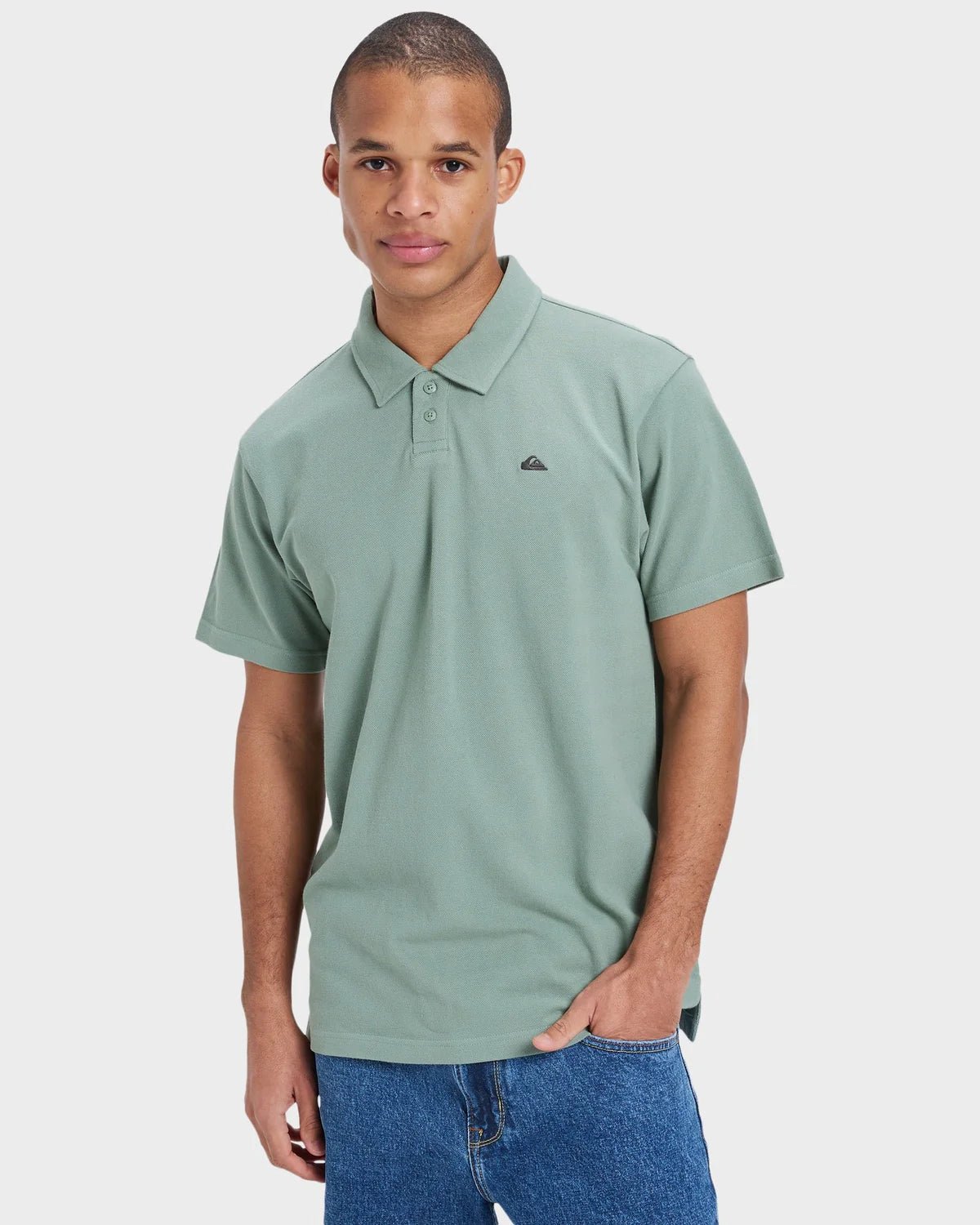 MW PIQUE POLO - QuiksilverEQYKT04392-SEA SPRAY-M