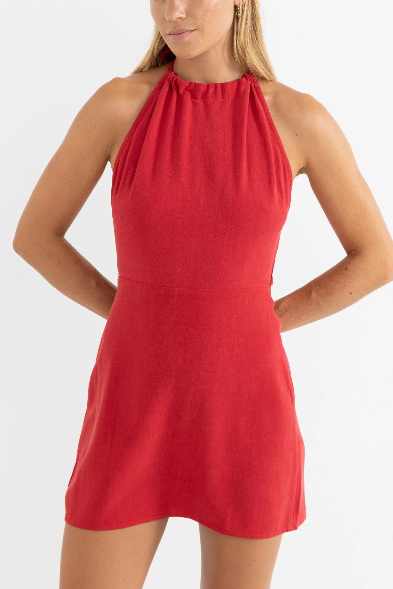 NADIA HALTER MINI DRESS - Rhythm1025W-DR06-FIR-FIRE-08