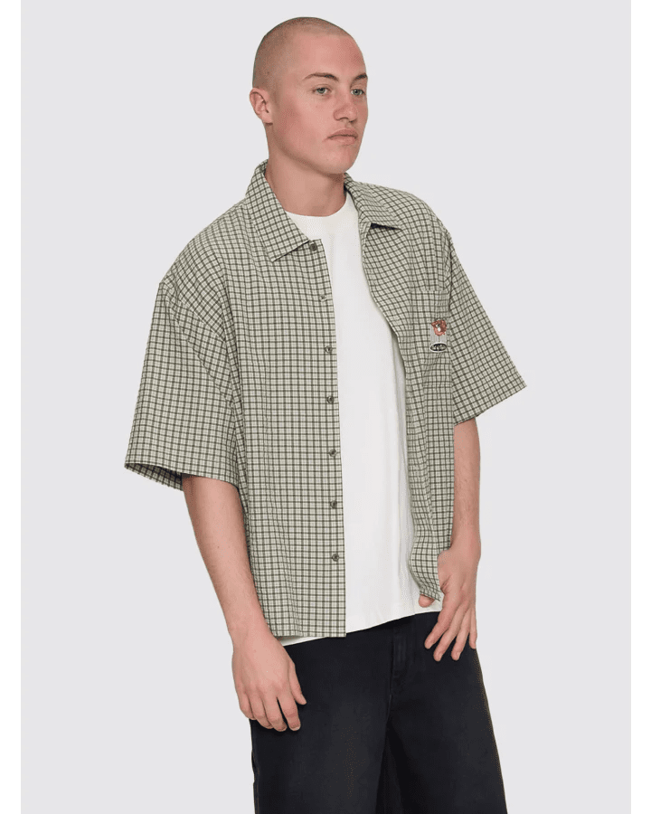 On Leave Box Fit Cropped Short Sleeve Shirt - WorshipPA26-205F-Cali Green-S