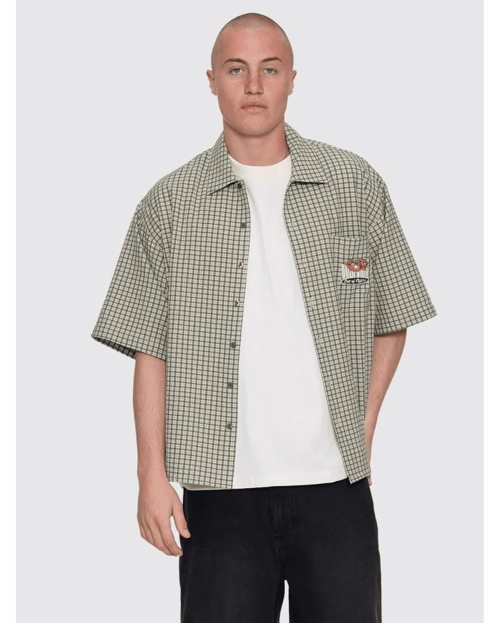 On Leave Box Fit Cropped Short Sleeve Shirt - WorshipPA26-205F-Cali Green-S