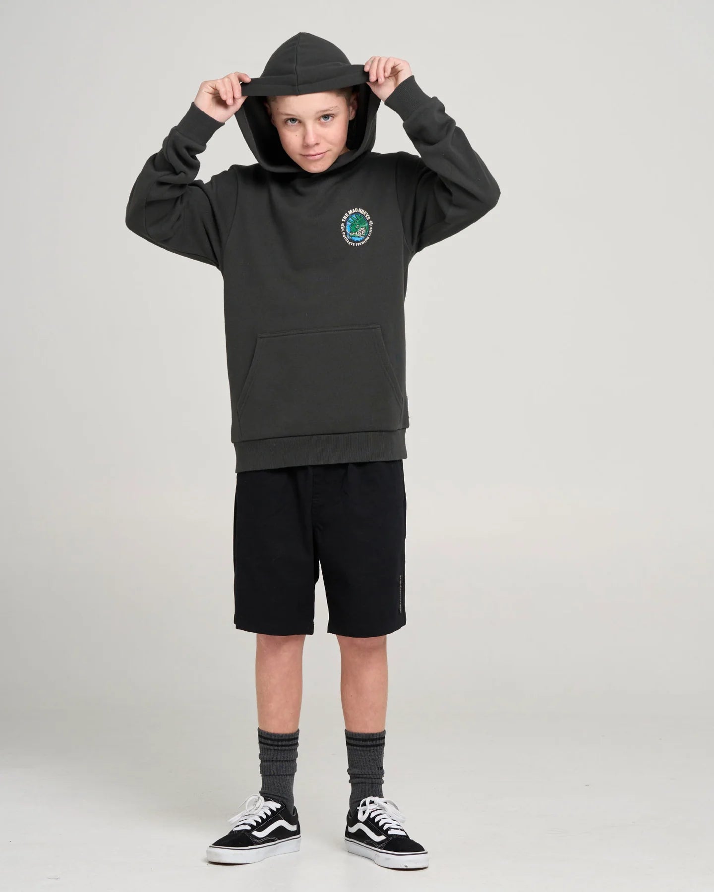 OUTCASTS | YOUTH HOODED PULLOVER - The Mad HueysH326B08001-VINTAGE BLACK-6