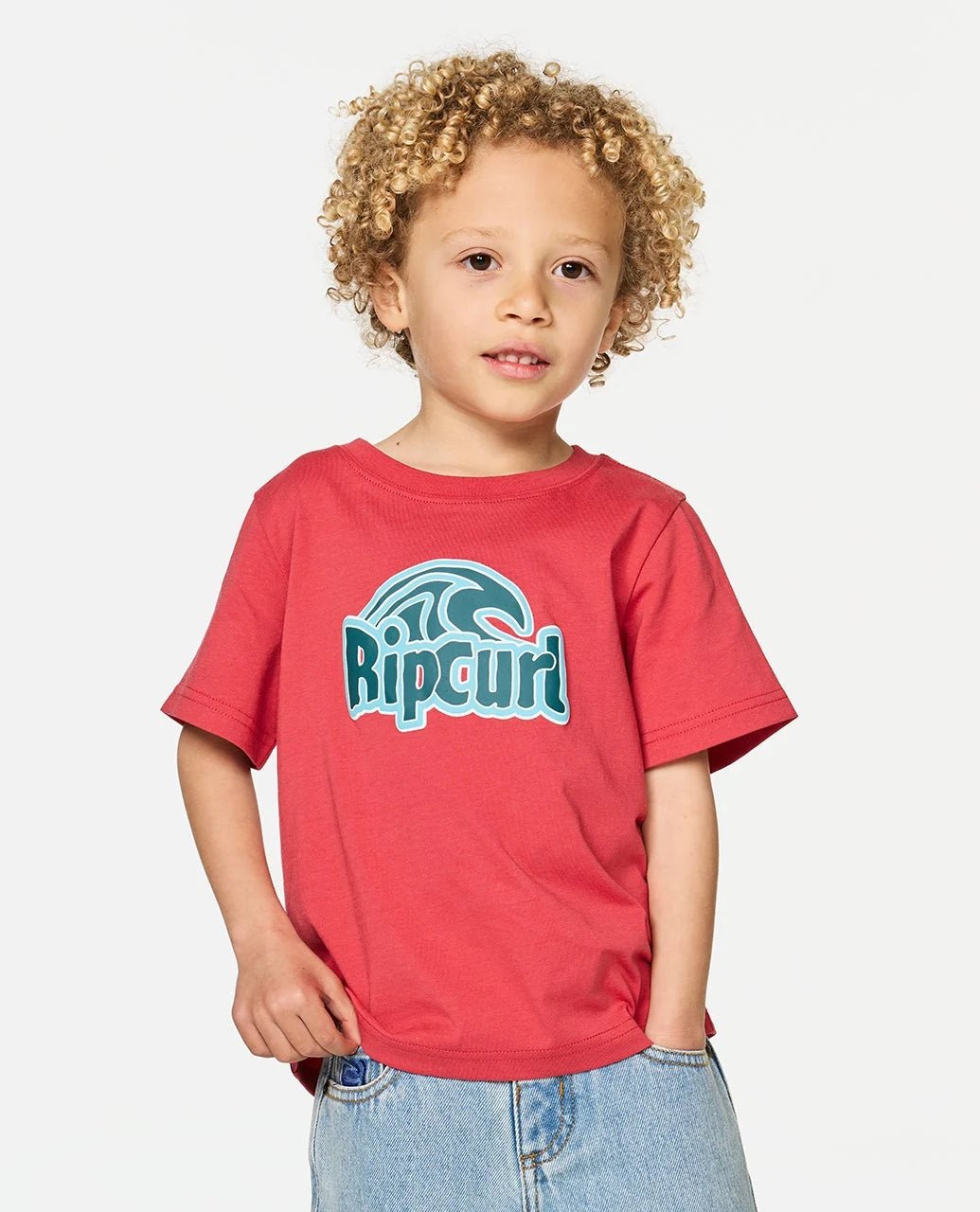PADDLE OUT LWA TEE-BOY -Rip Curl03BTTE-Washed Red-7to8