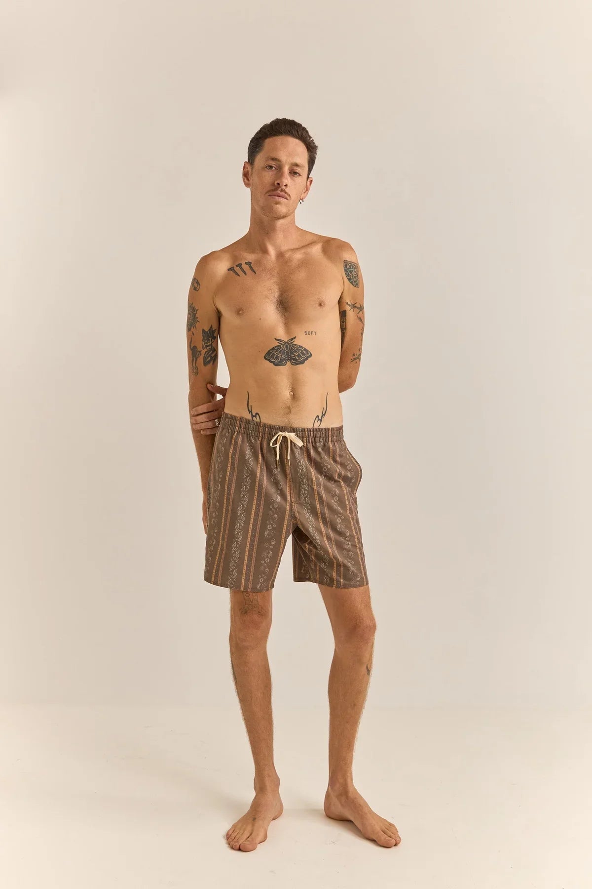 Paisley Stripe Beach Short - Rhythm1024M - JA06 - TOB - Tobacco - 30