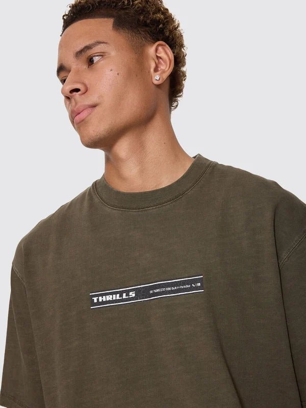 Paradise Built Oversize Box Crop Tee -ThrillsTH26-150F-Olive Night-S