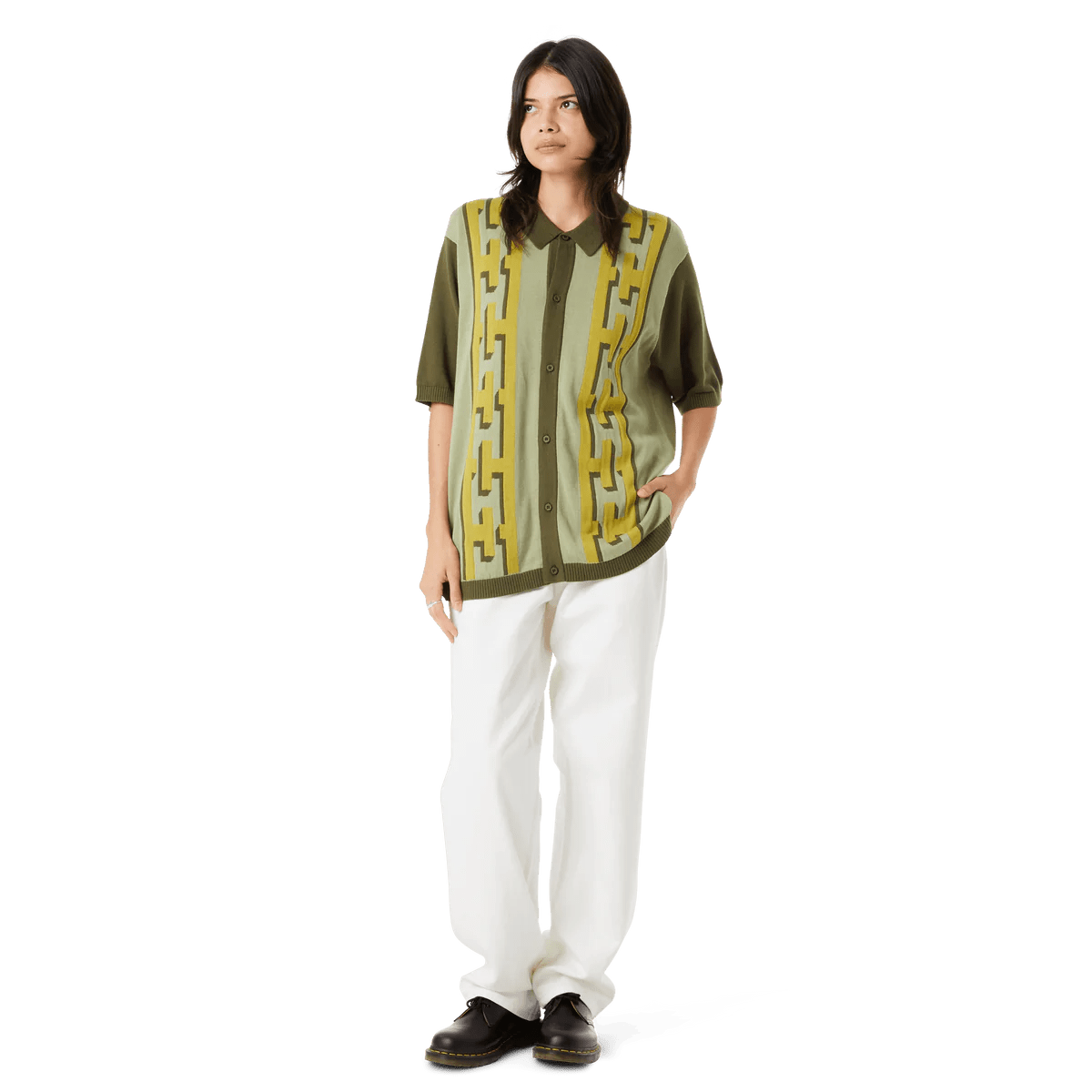 Pillar S/S Knit Sweater - HUFHUF - AU - SP25 - D2 - 0019 - Moss - M