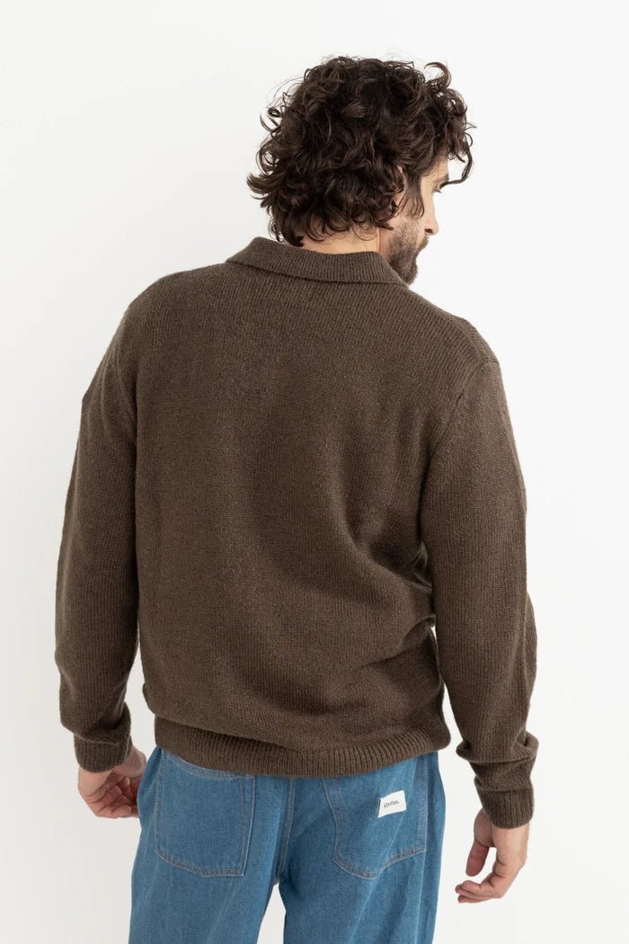 QUARTER ZIP KNIT - RhythmCD24M-KN11-DARK BROWN-S