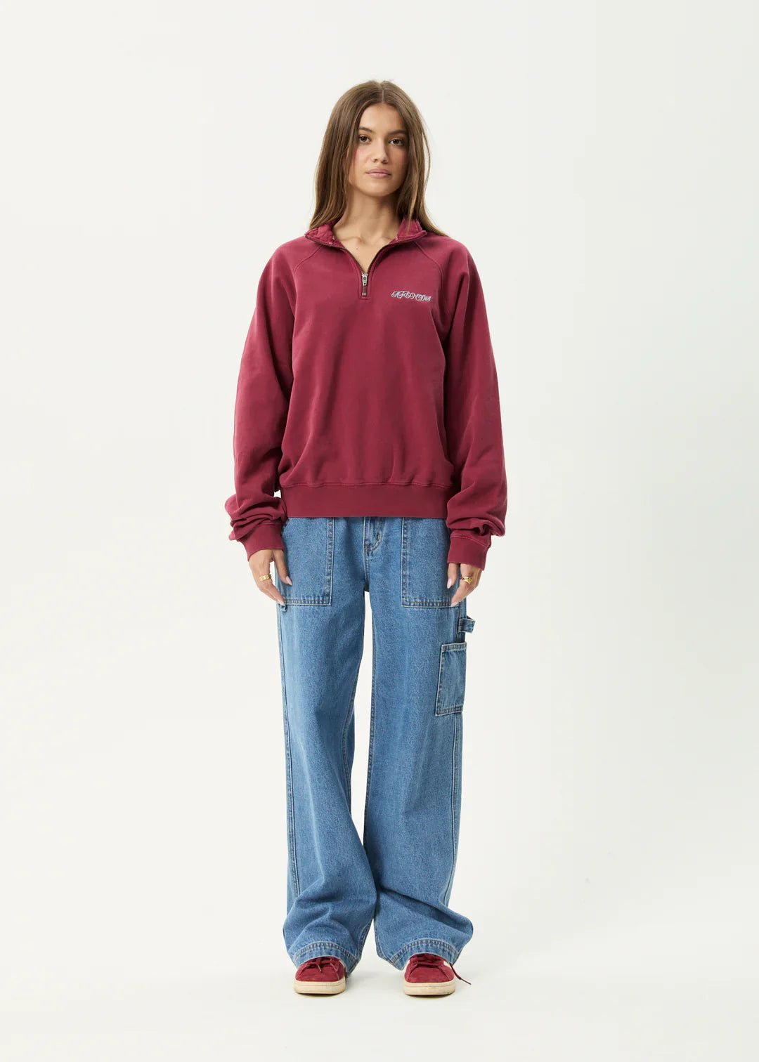 Quartz Zip Raglan Quarter Zip Crew - AfendsM252500 - WBG - Washed burgandy - S