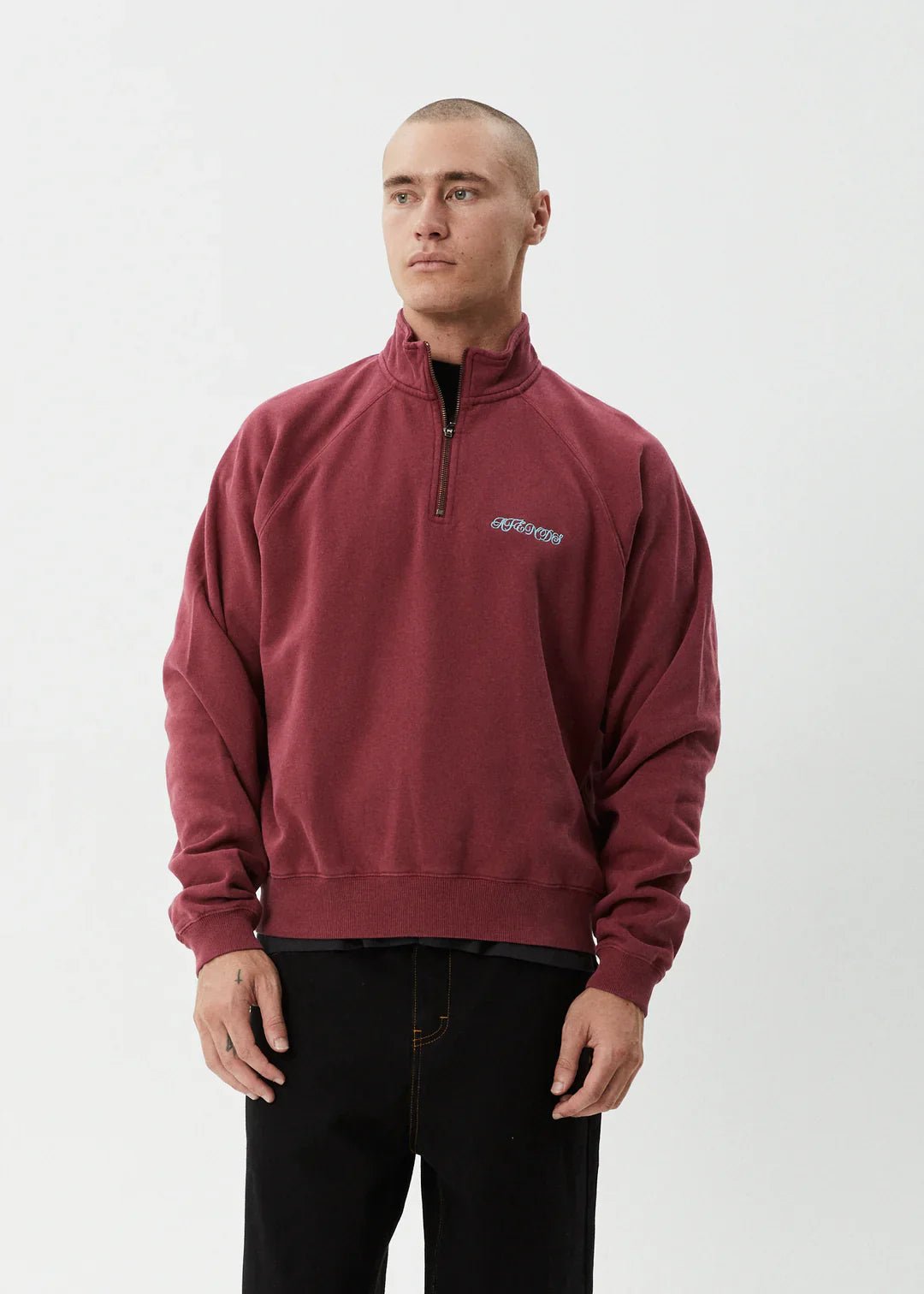 Quartz Zip Raglan Quarter Zip Crew - AfendsM252500 - WBG - Washed burgandy - S