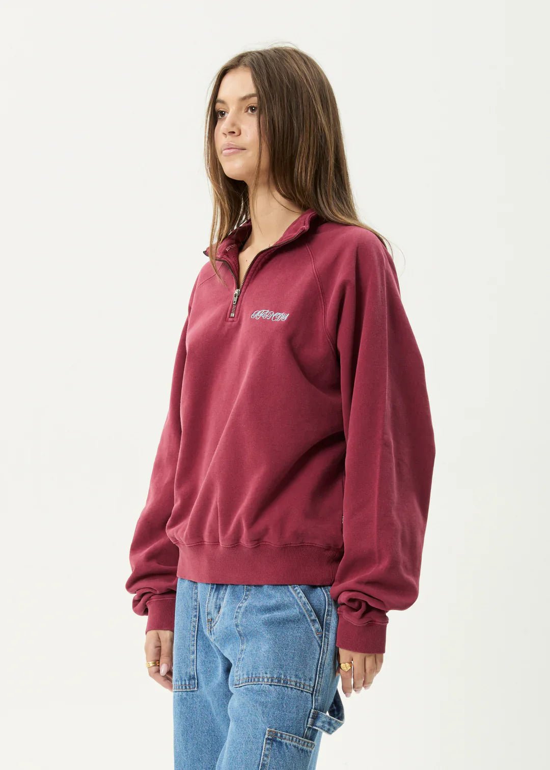 Quartz Zip Raglan Quarter Zip Crew - AfendsM252500 - WBG - Washed burgandy - S