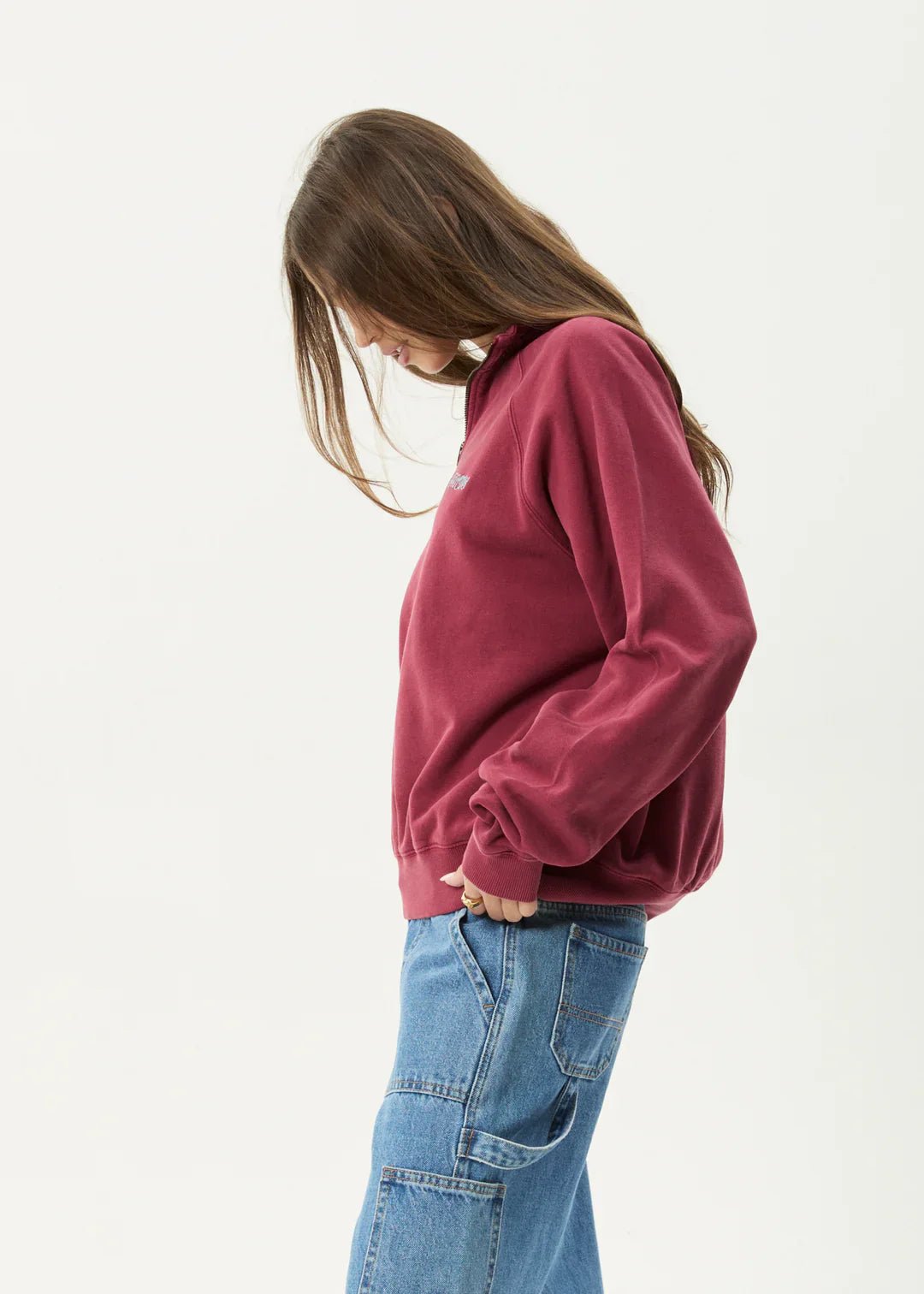 Quartz Zip Raglan Quarter Zip Crew - AfendsM252500 - WBG - Washed burgandy - S