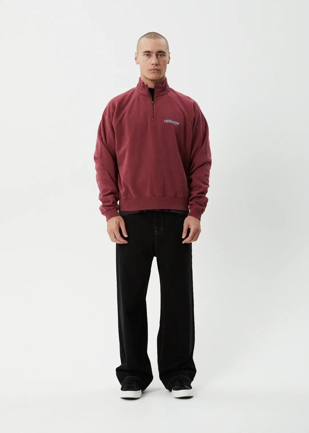 Quartz Zip Raglan Quarter Zip Crew - AfendsM252500 - WBG - Washed burgandy - S