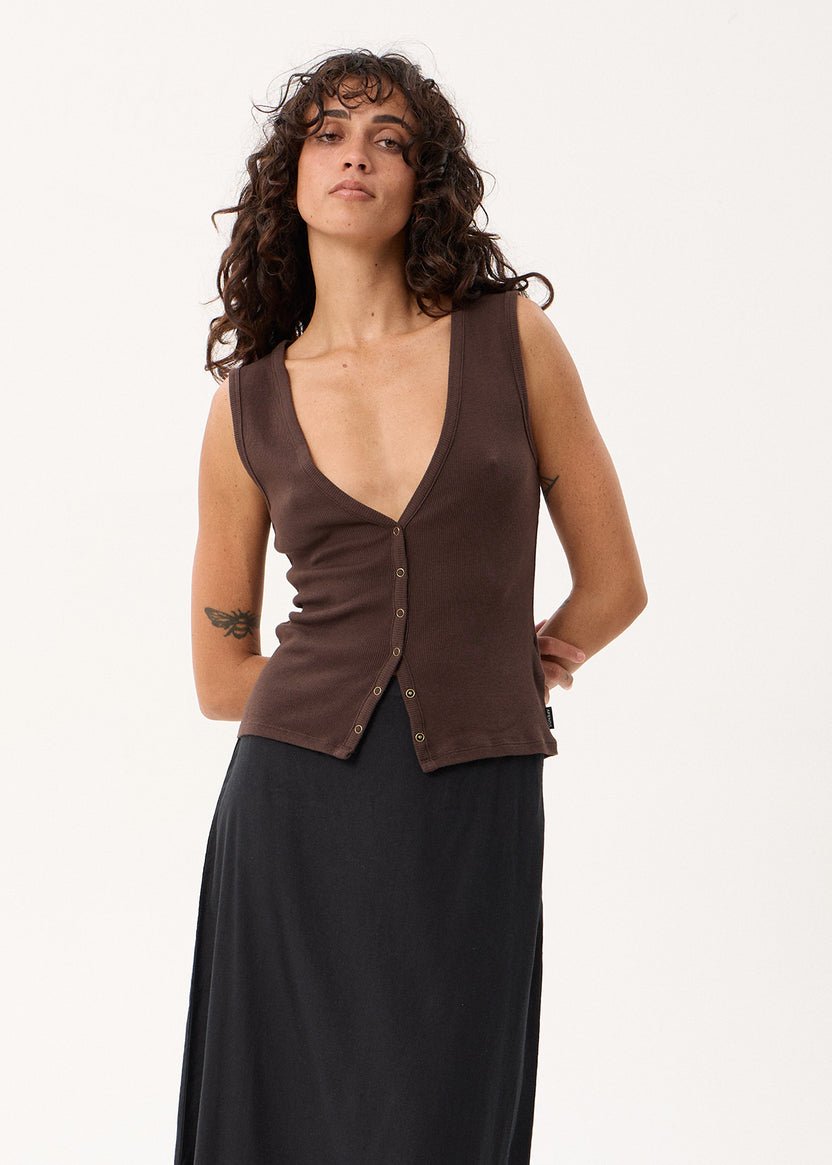 Raine - Recycled Rib Singlet -AfendsW264012-COFFEE-XS