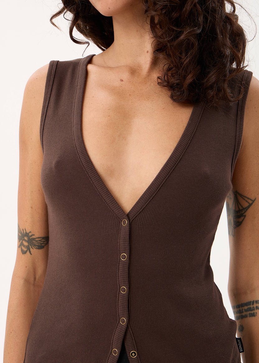 Raine - Recycled Rib Singlet -AfendsW264012-COFFEE-XS