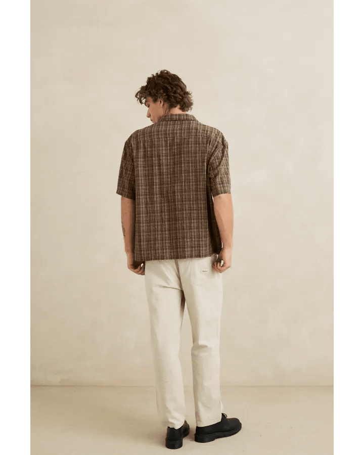 RELAXED BRADY CHECK SS SHIRT -Rhythm0726M-WT05-COFFEE-S