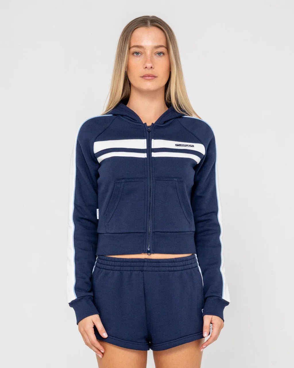 RETRO LINES ZIP THROUGH HOODED FLEECE - RustyFTL0885-NAVY BLUE-6