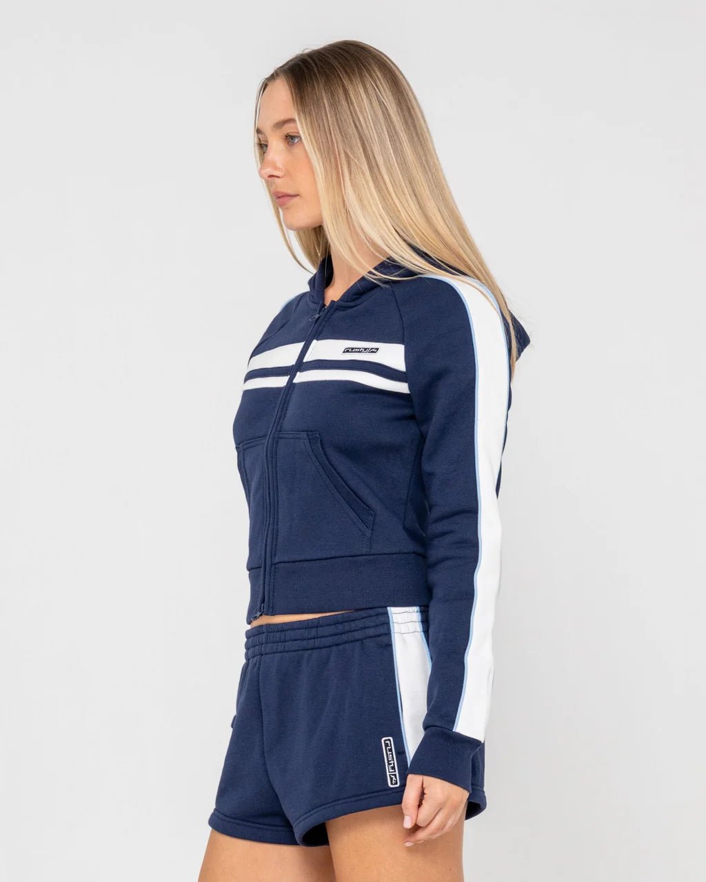 RETRO LINES ZIP THROUGH HOODED FLEECE - RustyFTL0885-NAVY BLUE-6