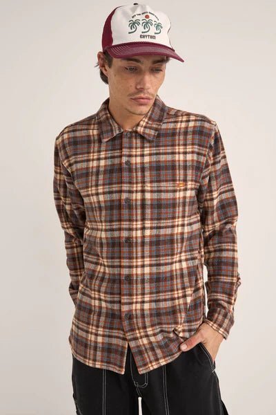 Rhythm Albert Check LS Shirt - Rhythm0125M - WT10 - ALM - Almond - L