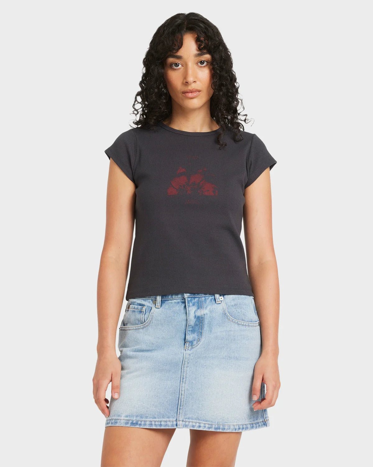RIBBED SLIM TEE - RVCA23B352521-WASHED BLACK-XS/6