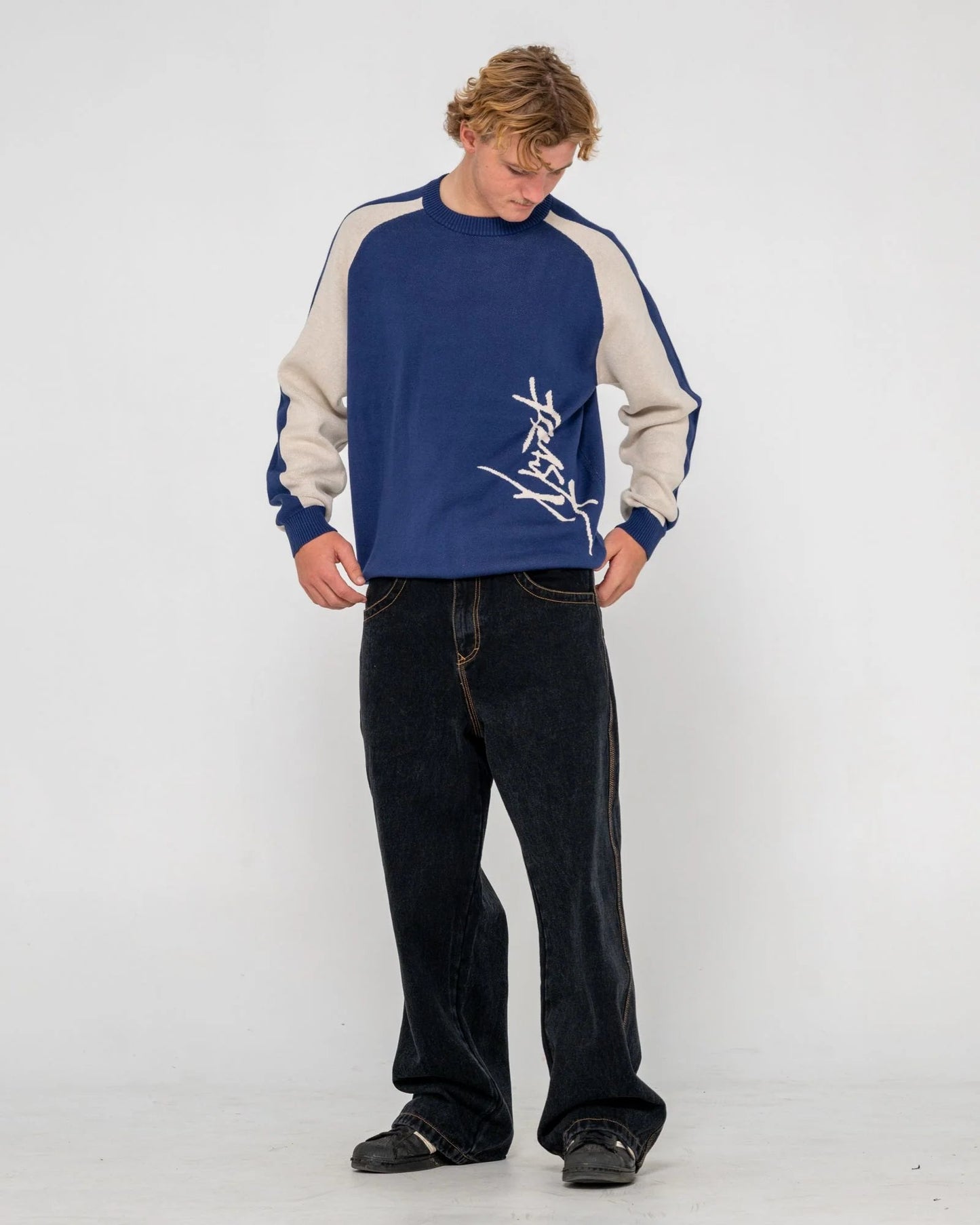 ROLL SAFE BOXY KNITTED CREW - RustyCKM0411-DARK BLUE-S