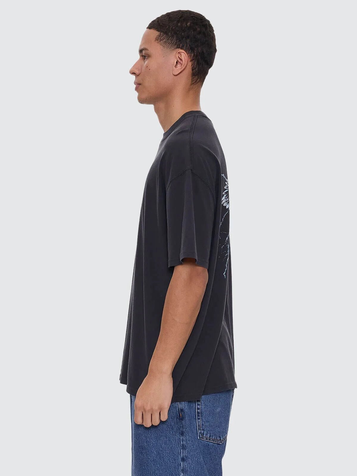 Run For The Hills Box Fit Oversize Tee - ThrillsTR25-102BW-Washed Black-S
