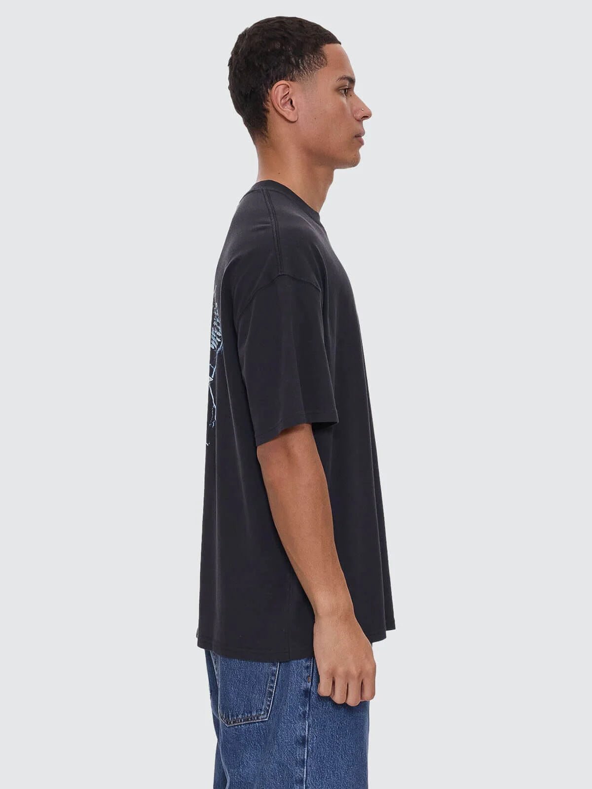 Run For The Hills Box Fit Oversize Tee - ThrillsTR25-102BW-Washed Black-S