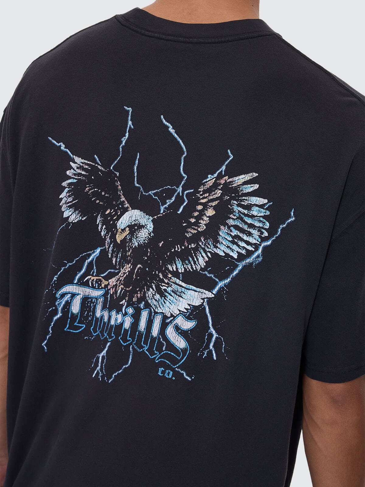 Run For The Hills Box Fit Oversize Tee - ThrillsTR25-102BW-Washed Black-S