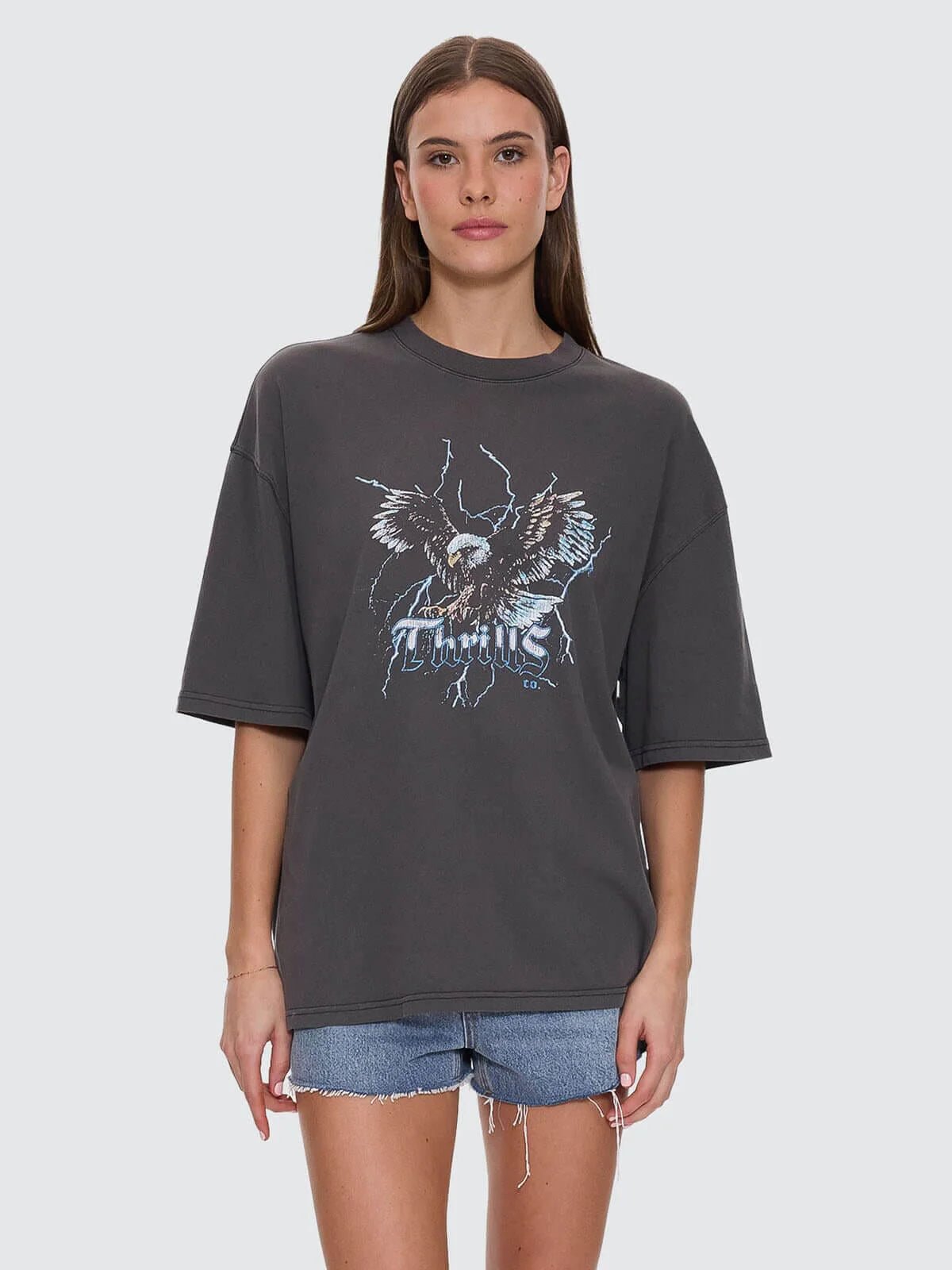 Run For The Hills Oversized Tee - ThrillsWTR25-116BM-Merch Black-6