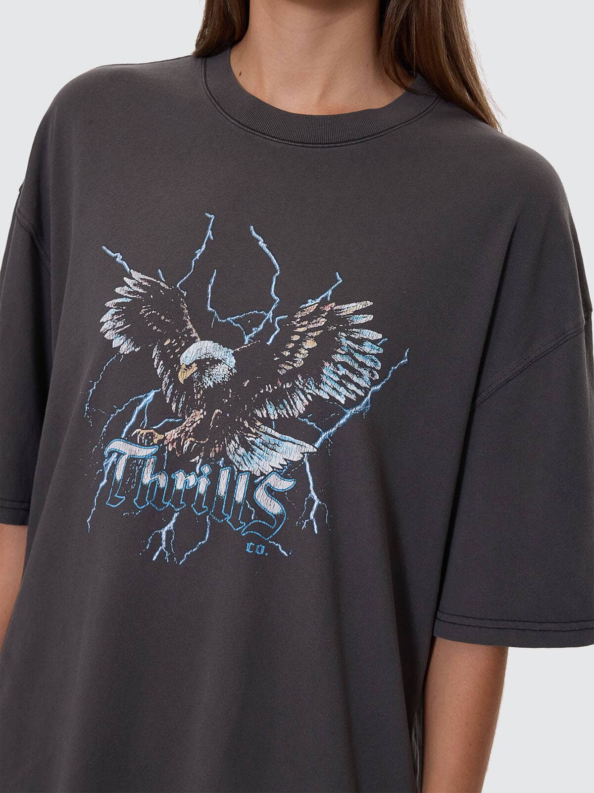 Run For The Hills Oversized Tee - ThrillsWTR25-116BM-Merch Black-6