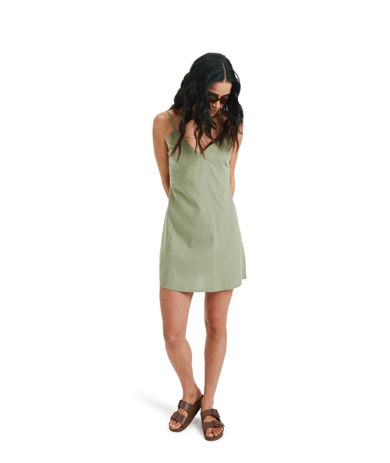 SANTORINI SLIP DRESS - RoxyERJWD03933 - OIL GREEN - XS