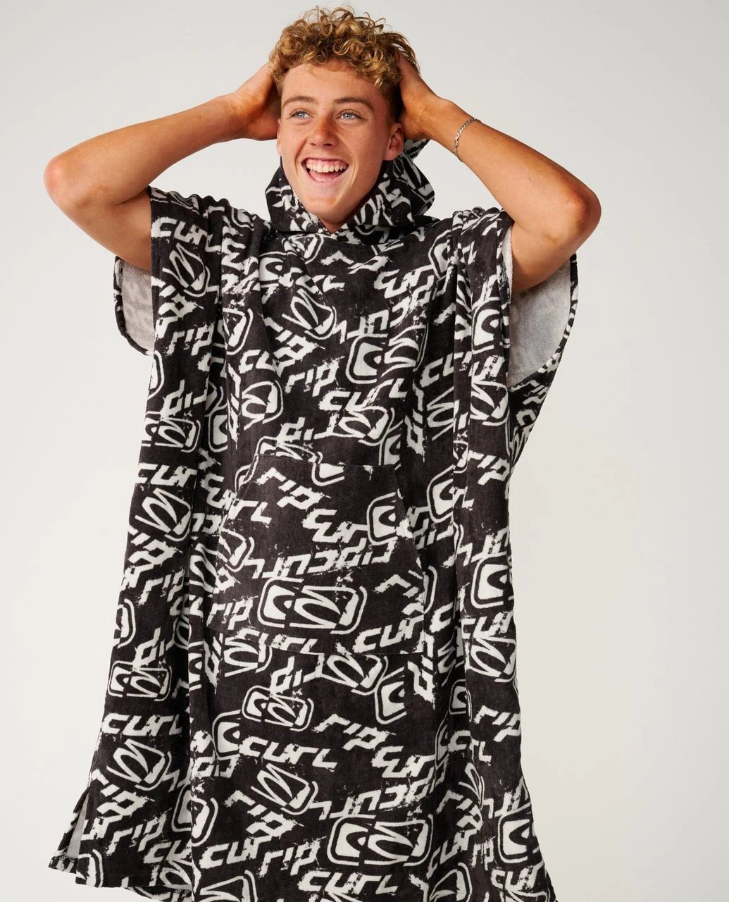SESSIONS HOODED TOWEL -Rip Curl01RMTO-WASHED BLACK